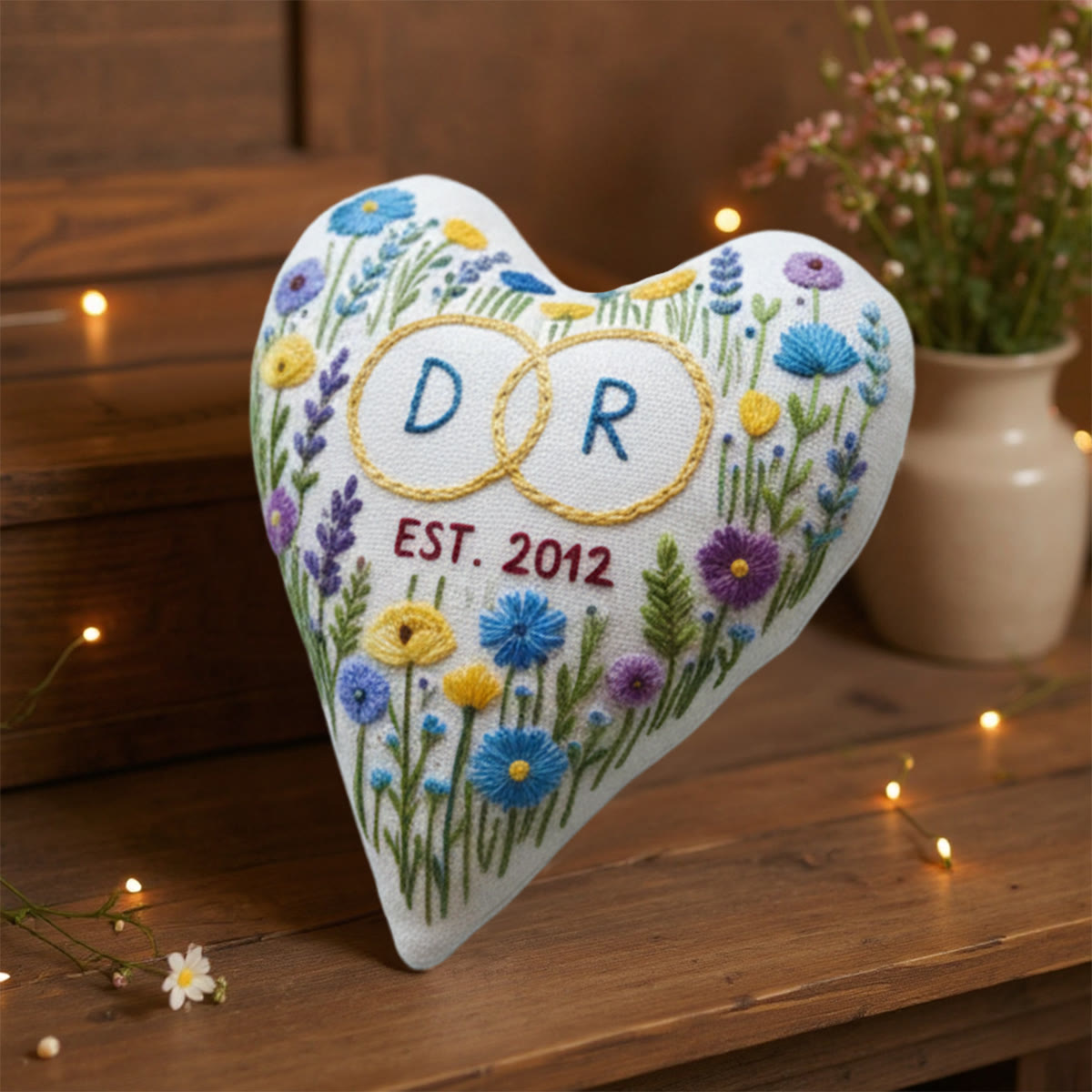 Rubbyoo Heart Embroidery Kit - Monogram With Established Date Floral | Tender Handstitched Diy | Milestone Gifting Pick - image 5