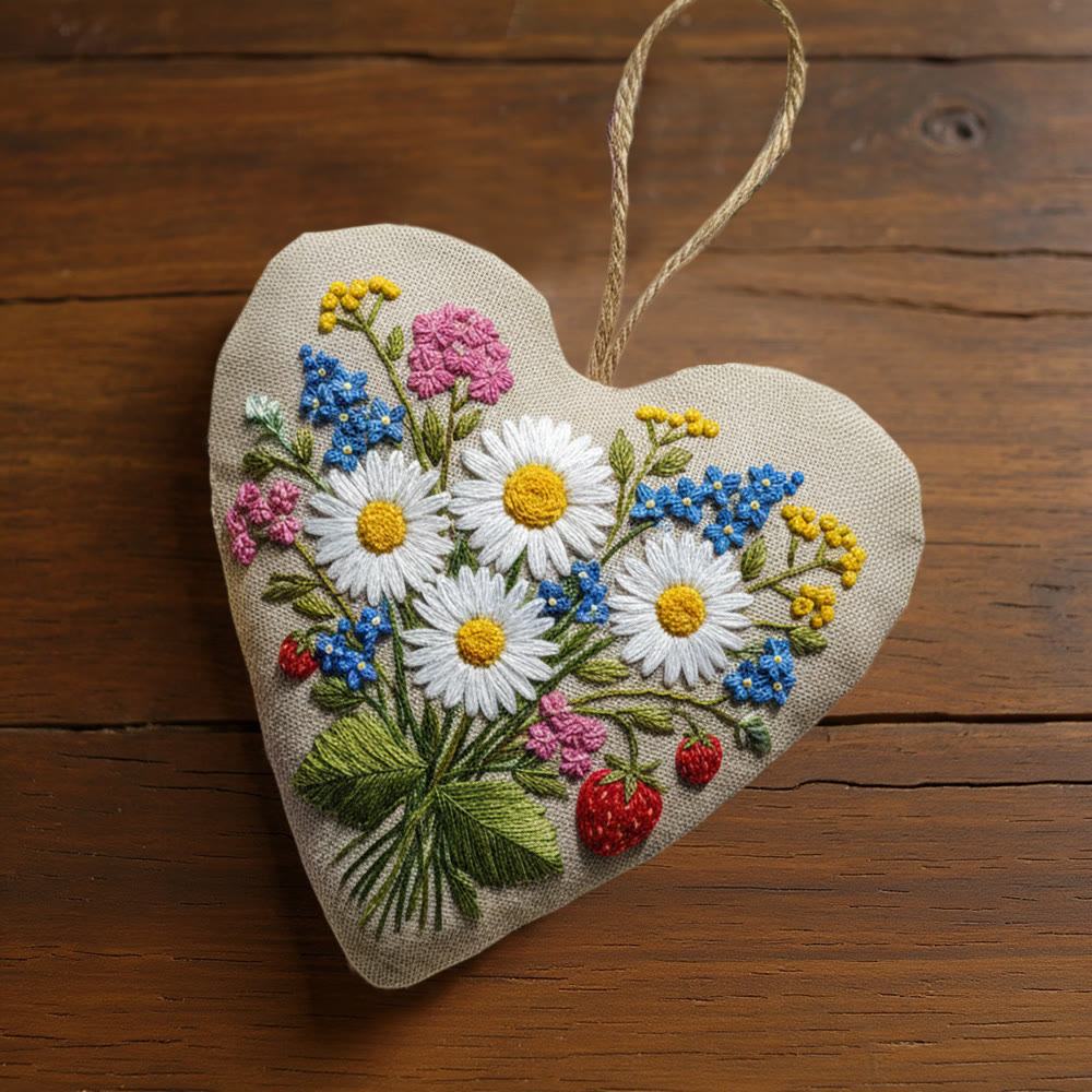 Rubbyoo Heart Embroidery Kit - Daisy Hydrangea With Strawberry Detail | Fresh Handmade Diy | Cheerful Gifting Selection - image 10