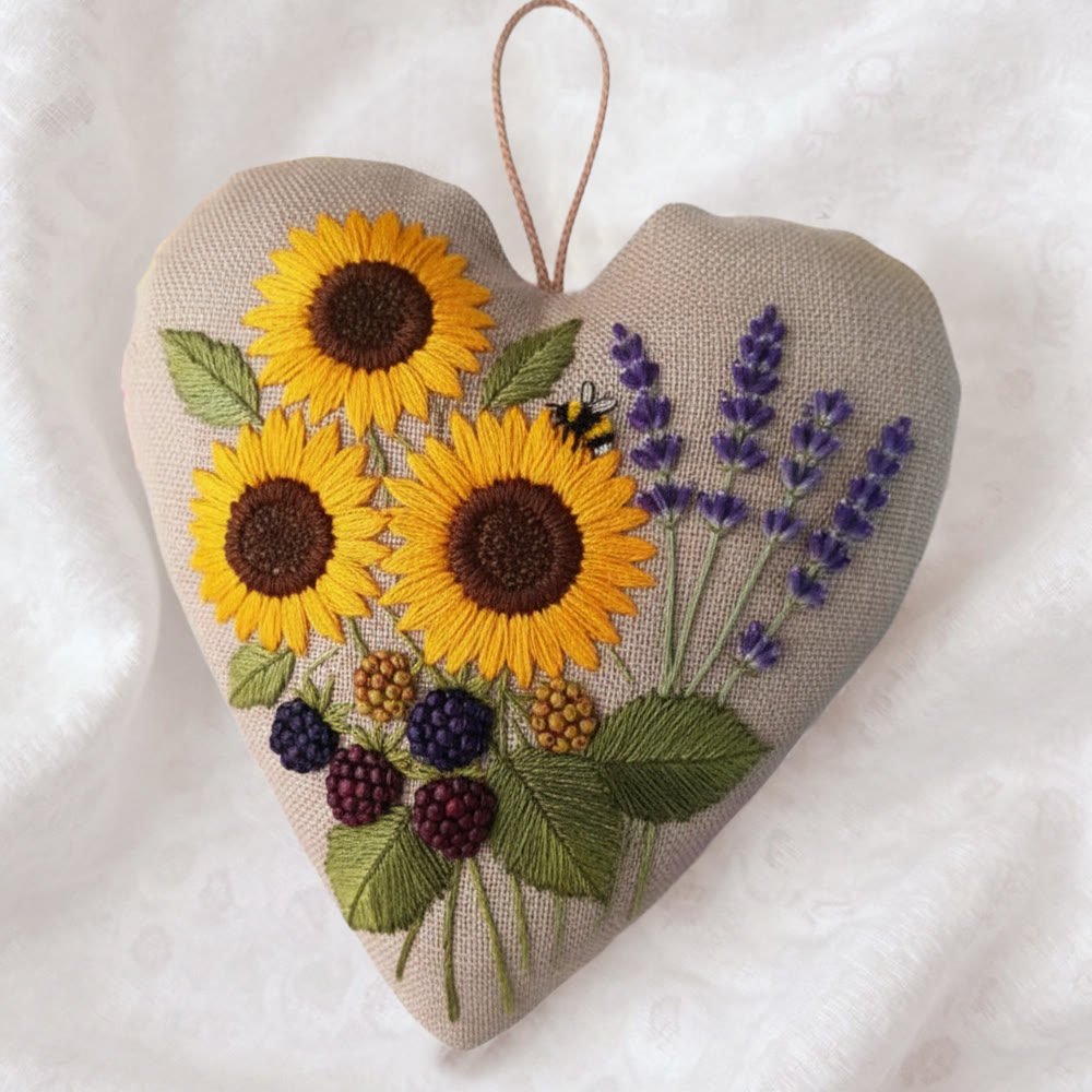 Rubbyoo Heart Embroidery Kit - Sunflower Lavender | Vibrant Handstitched Craft | Bright Home Decor Adornment - image 2