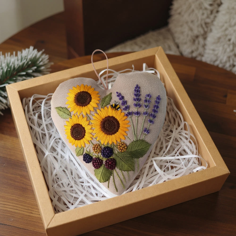Rubbyoo Heart Embroidery Kit - Sunflower Lavender | Vibrant Handstitched Craft | Bright Home Decor Adornment - image 4