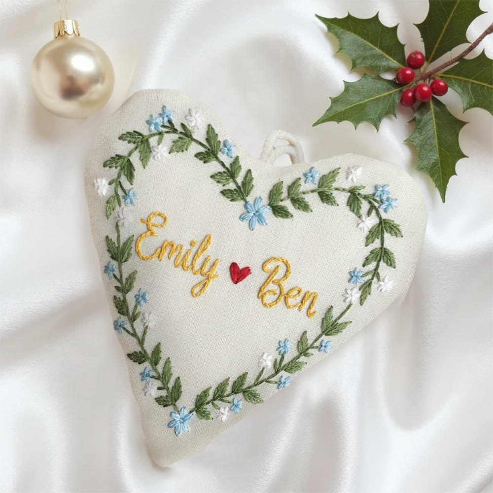 Rubbyoo Heart Embroidery Kit - Custom Dual Name With Heart Accent | Exquisite Pendant | Intimate Gifting Selection - image 3