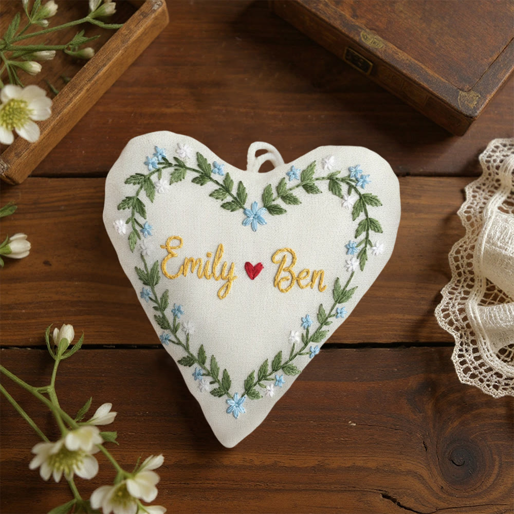 Rubbyoo Heart Embroidery Kit - Custom Dual Name With Heart Accent | Exquisite Pendant | Intimate Gifting Selection - image 7
