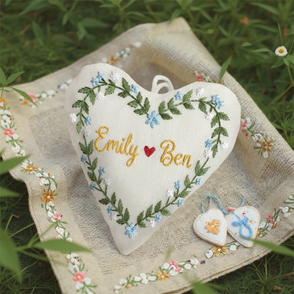 Rubbyoo Heart Embroidery Kit - Custom Dual Name With Heart Accent | Exquisite Pendant | Intimate Gifting Selection - image 2