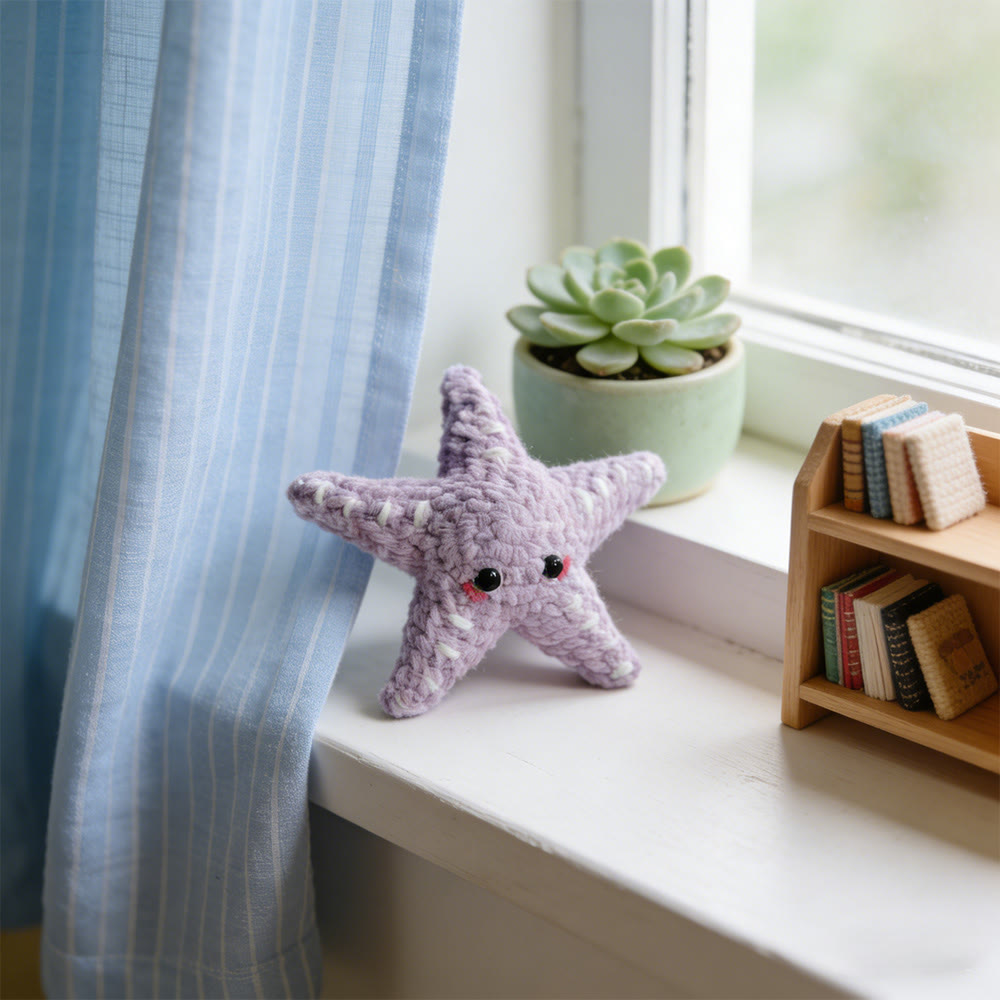 Diy Handmade Purple Starfish Crochet Kit - Adorable Plush Toy | Beginners Crocheted Craft  - image 2