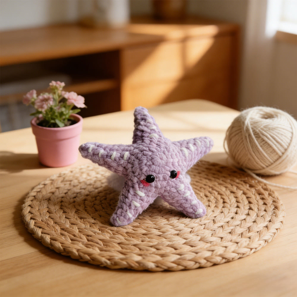 Diy Handmade Purple Starfish Crochet Kit - Adorable Plush Toy | Beginners Crocheted Craft  - Diy Handmade Purple Starfish Crochet Kit - image 1