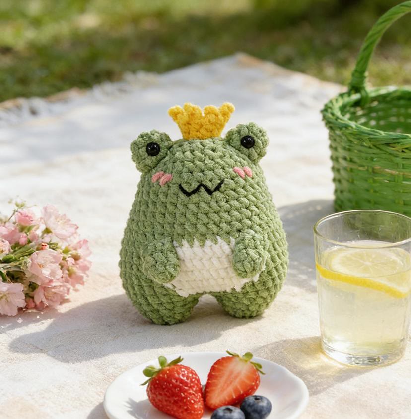 Diy Handmade Cute Frog Crochet Kit - Beginner-friendly Plush Doll | Perfect Bag Decor - Diy Handmade Cute frog Crochet Kit - image 1