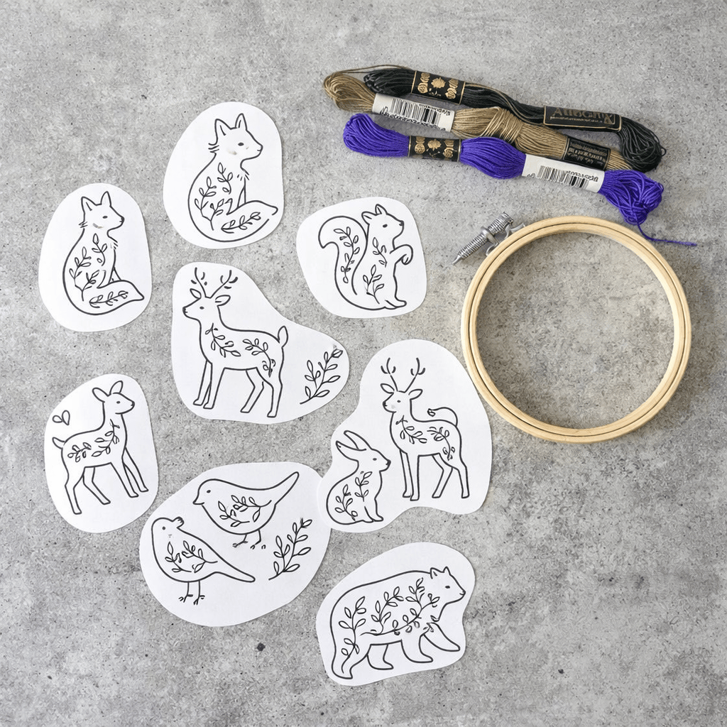 Woodland Animal Stick And Stitch Patterns | Beginner Handmade Stitch | Perfect Gift For Diy Lovers - 11pcs - image 1