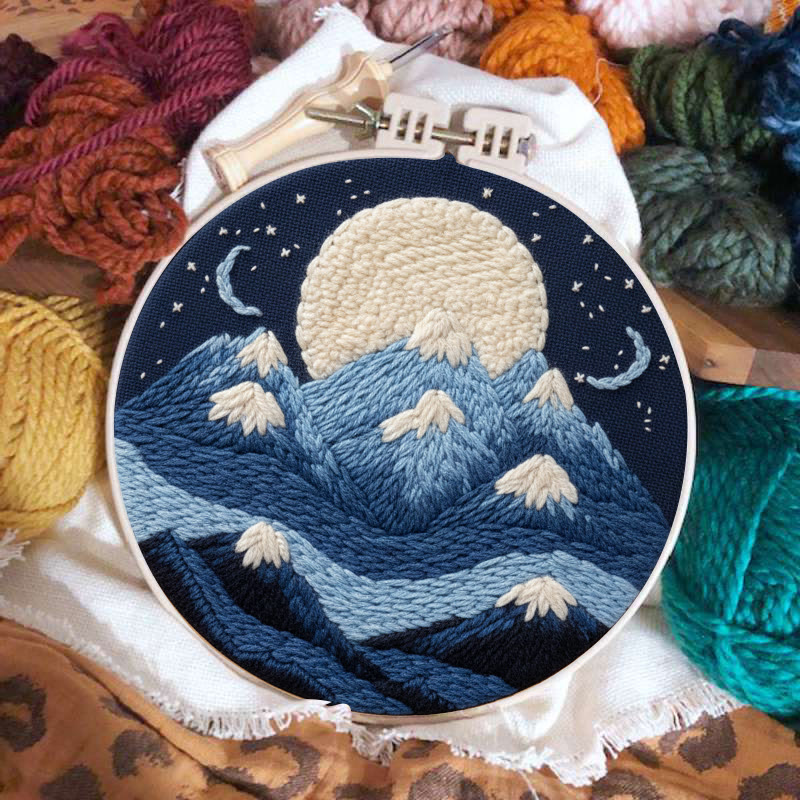 Moonlit Mountain Range Punch Needle Kit – Novice-friendly Diy | Elegant Wall Decor - image 2