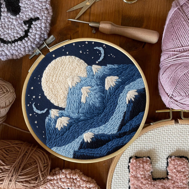 Moonlit Mountain Range Punch Needle Kit – Novice-friendly Diy | Elegant Wall Decor - image 7
