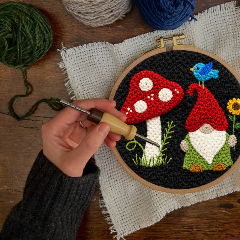 Mushroom Gnome Punch Needle Kit – Whimsical Handcraft | Cute Decorative Pendant - image 3