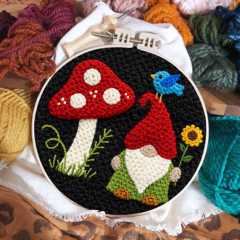 Mushroom Gnome Punch Needle Kit – Whimsical Handcraft | Cute Decorative Pendant - image 2