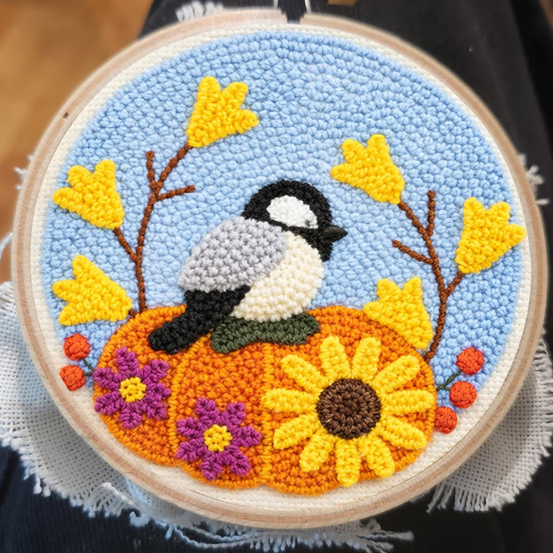 Autumn Pumpkin Bird Punch Needle Kit – Novice-friendly Diy | Seasonal Decor Accent - image 8