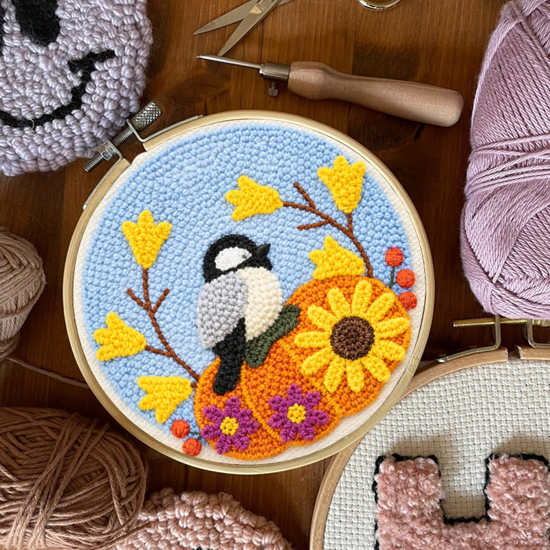 Autumn Pumpkin Bird Punch Needle Kit – Novice-friendly Diy | Seasonal Decor Accent - image 7