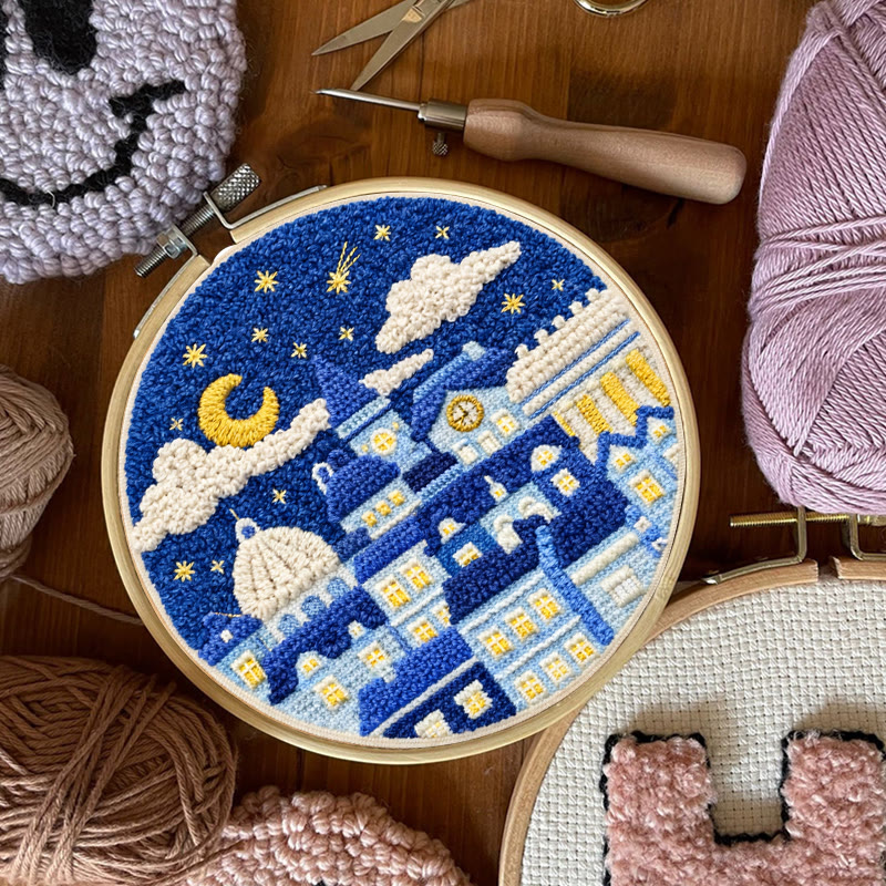 Starry Night Townscape Punch Needle Kit – Fun Handcraft Diy | Cozy Home Decor - image 7