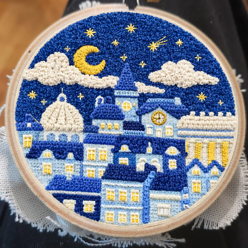 Starry Night Townscape Punch Needle Kit – Fun Handcraft Diy | Cozy Home Decor - image 6