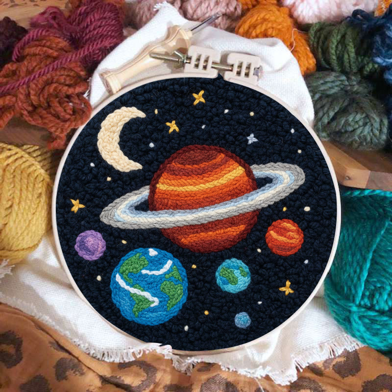 Solar System Planets Punch Needle Kit - Educational Handcraft Project | Fascinating Wall Display Option - image 2
