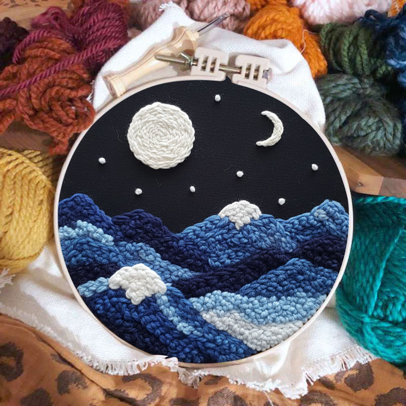 Lunar Wave Mountain Range Punch Needle Kit - Peaceful Handcraft Choice | Bedroom Vibe Enhancer - image 2