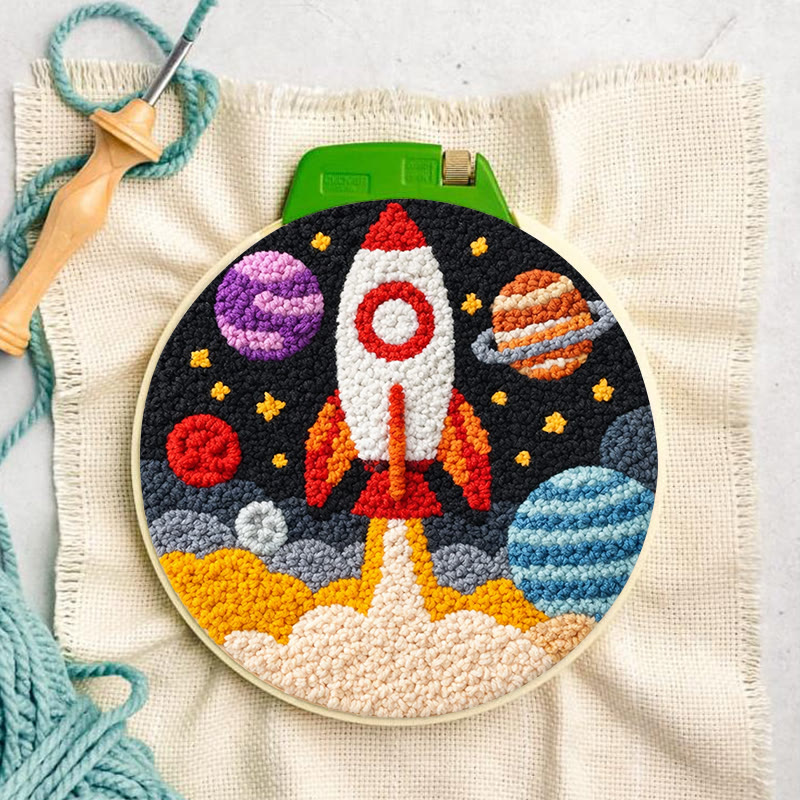 Space Rocket Adventure Punch Needle Kit - Playful Handcraft Experience | Creative Bedroom Styling Pick - image 2