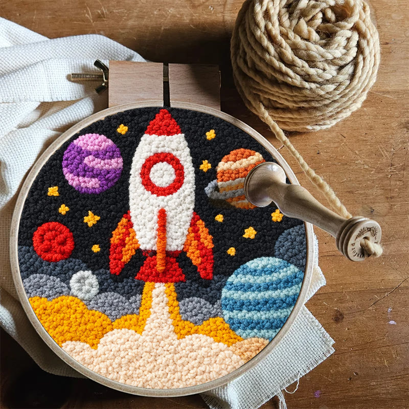 Space Rocket Adventure Punch Needle Kit - Playful Handcraft Experience | Creative Bedroom Styling Pick - image 9