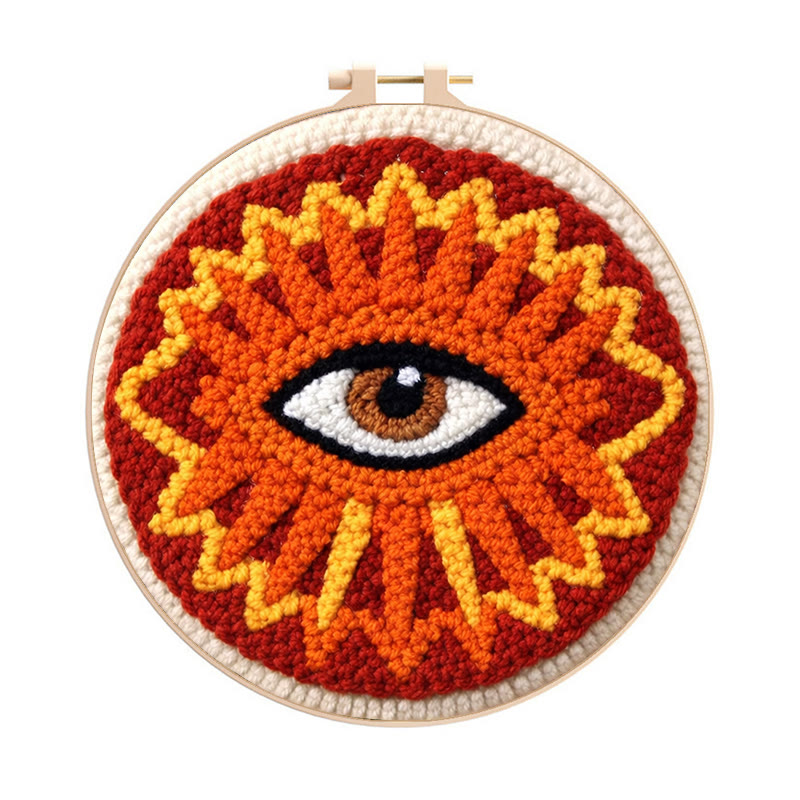 Sunburst Eye Design Punch Needle Kit - Unique Craft Creation | Playful Home Styling Piece - 8 inch Hoop Kit - image 1