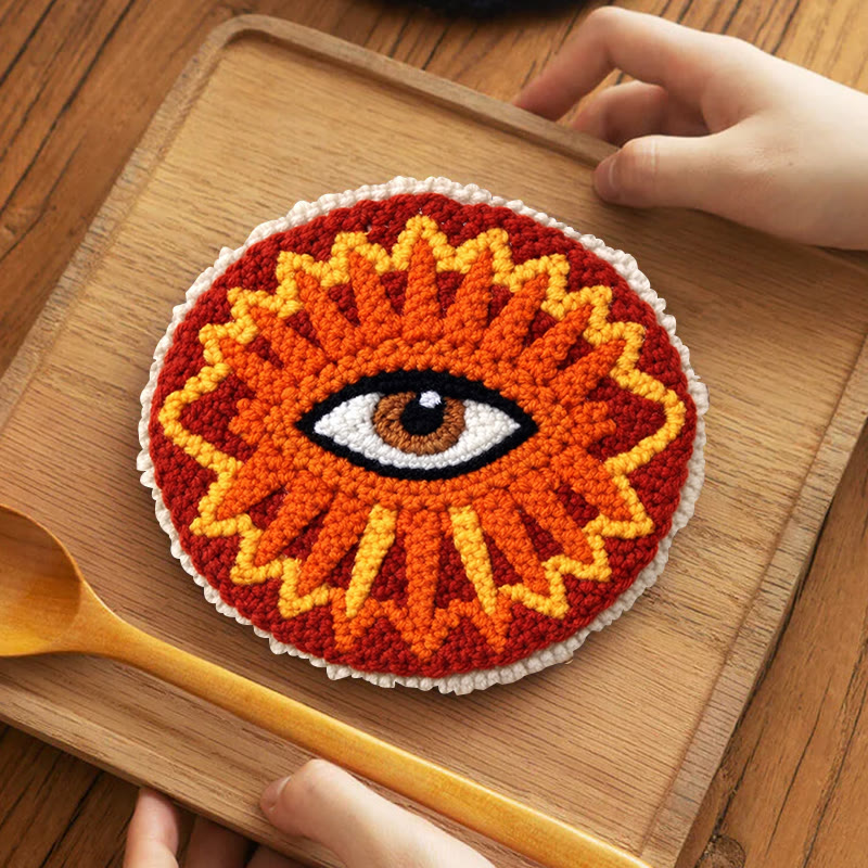Sunburst Eye Design Punch Needle Kit - Unique Craft Creation | Playful Home Styling Piece - 5 inch Coaster Kit - image 4