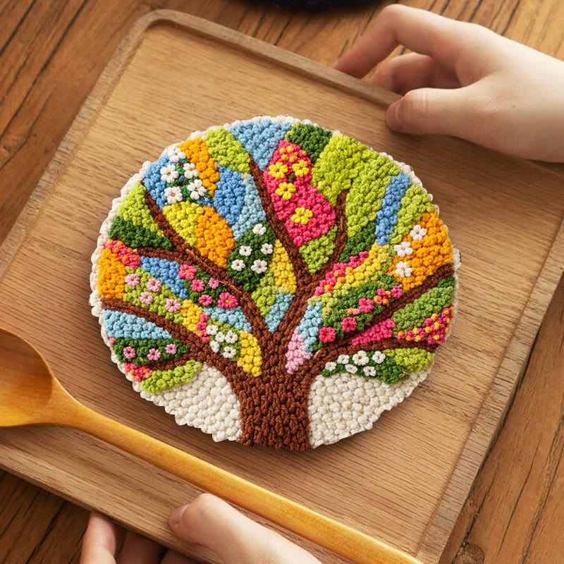 Vibrant Life Tree Punch Needle Kit - Top Gifting Choice | Charming Home Accent - 5 inch Coaster Kit - image 4