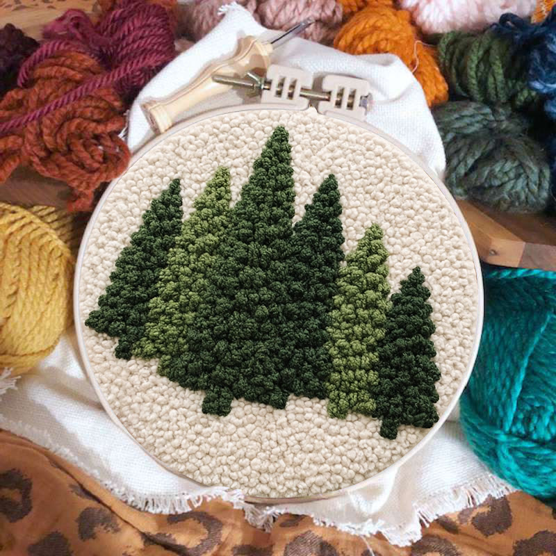 Evergreen Pine Forest Punch Needle Kit - Beginner Friendly DIY | Easy Craft Activity - image 2
