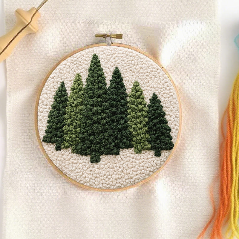 Evergreen Pine Forest Punch Needle Kit - Beginner Friendly DIY | Easy Craft Activity - image 3