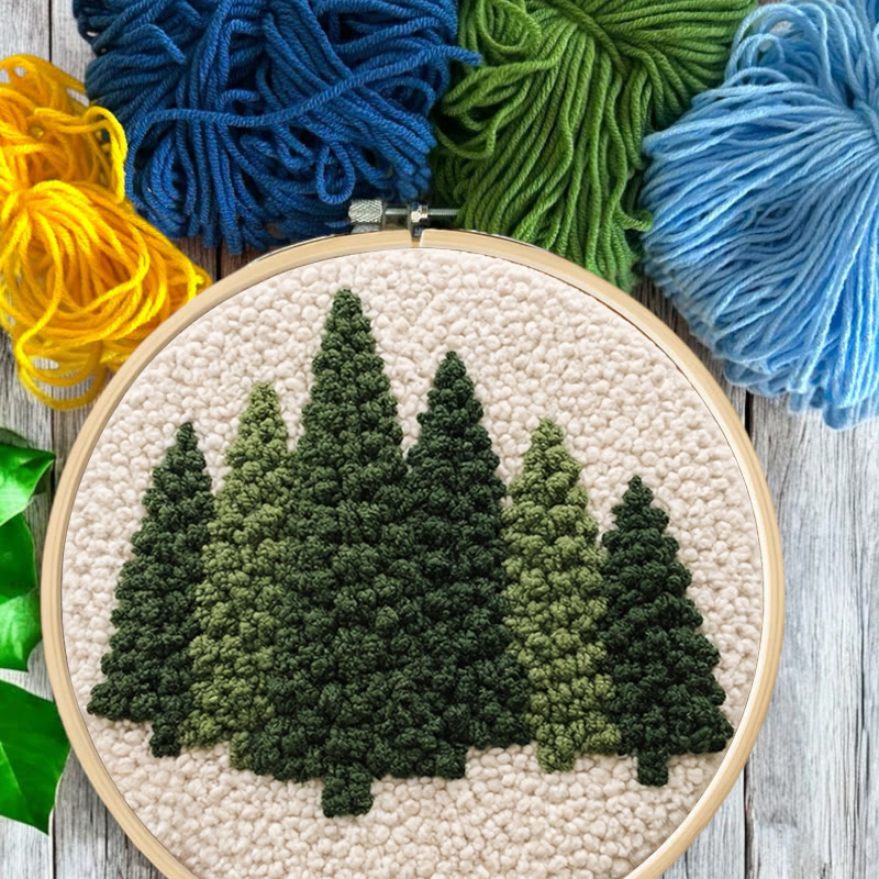 Evergreen Pine Forest Punch Needle Kit - Beginner Friendly DIY | Easy Craft Activity - image 8