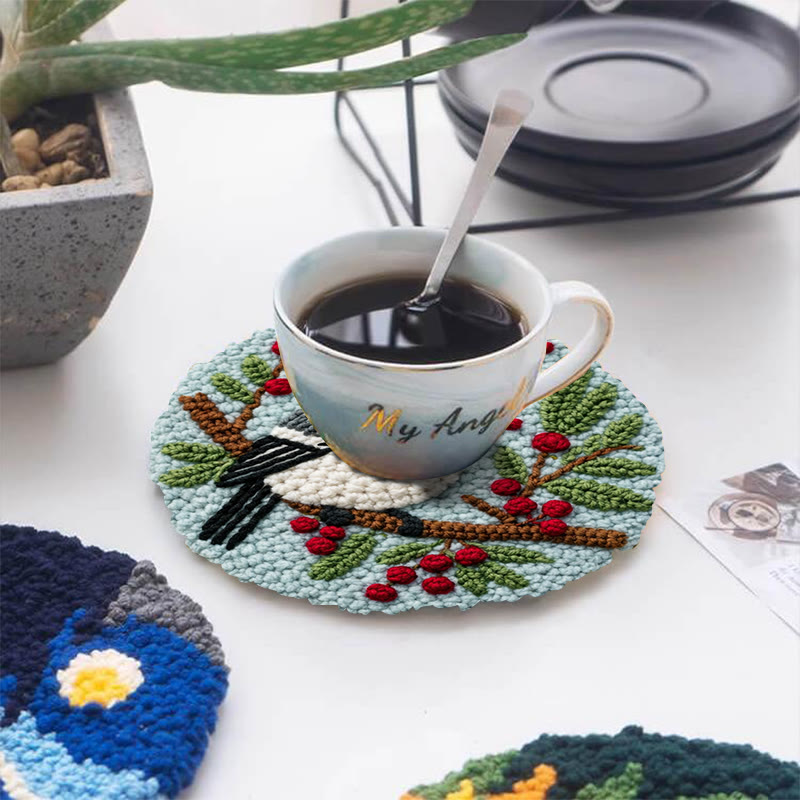 Winter Berry Chickadee Punch Needle Kit - Thoughtful Gift For Her | Adorable Home Decor Piece - image 5