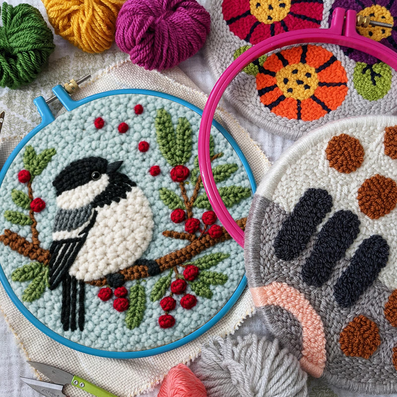 Winter Berry Chickadee Punch Needle Kit - Thoughtful Gift For Her | Adorable Home Decor Piece - image 10