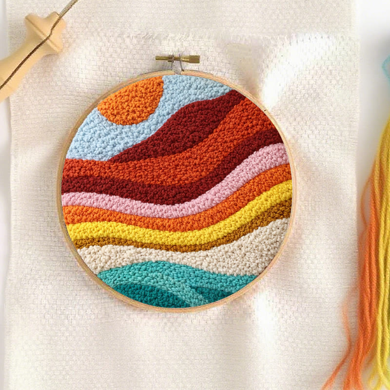Sunset Wave Landscape Punch Needle Kit - Artistic Diy Project | Novice Friendly Craft Pick - image 3