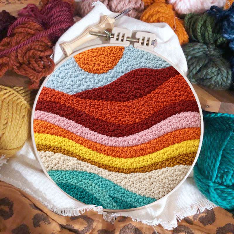 Sunset Wave Landscape Punch Needle Kit - Artistic Diy Project | Novice Friendly Craft Pick - image 2