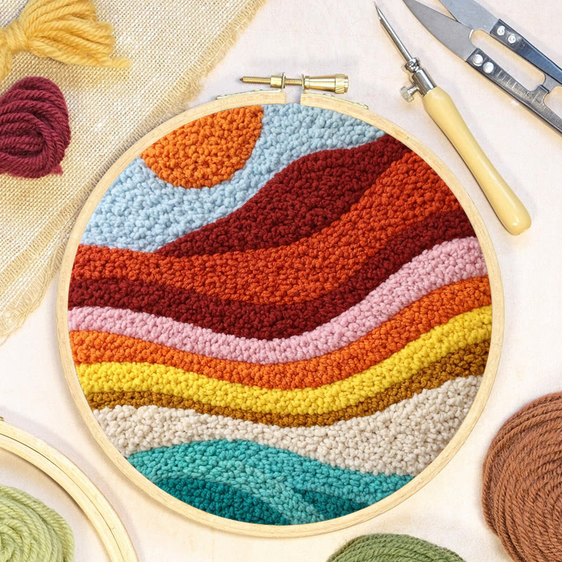 Sunset Wave Landscape Punch Needle Kit - Artistic Diy Project | Novice Friendly Craft Pick - image 7