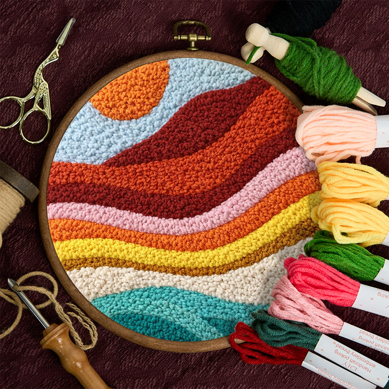 Sunset Wave Landscape Punch Needle Kit - Artistic Diy Project | Novice Friendly Craft Pick - image 11