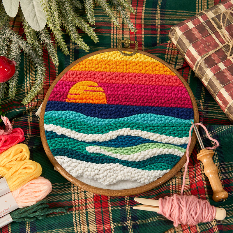 Sunset Ocean Waves Punch Needle Kit - Artistic DIY Experience | Vibrant Coastal Home Accent - image 12