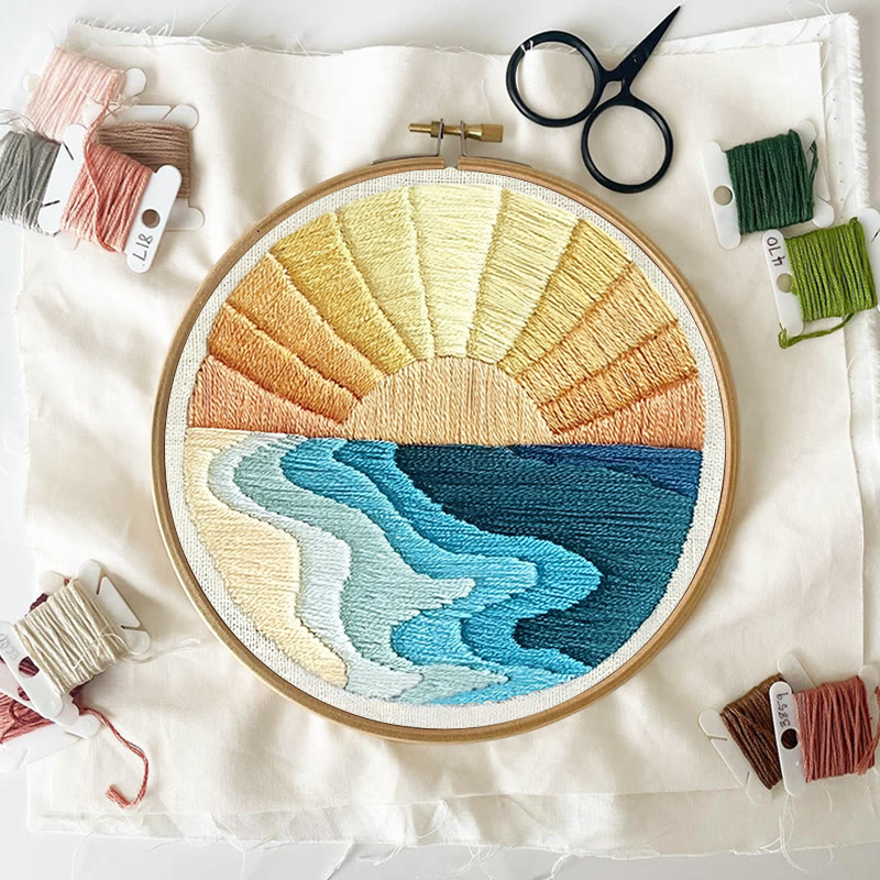 Rubbyoo Embroidery Kit - Sky And Sea | Diy Landscape Hoop Art | Perfect For Desk Decoration  - image 3