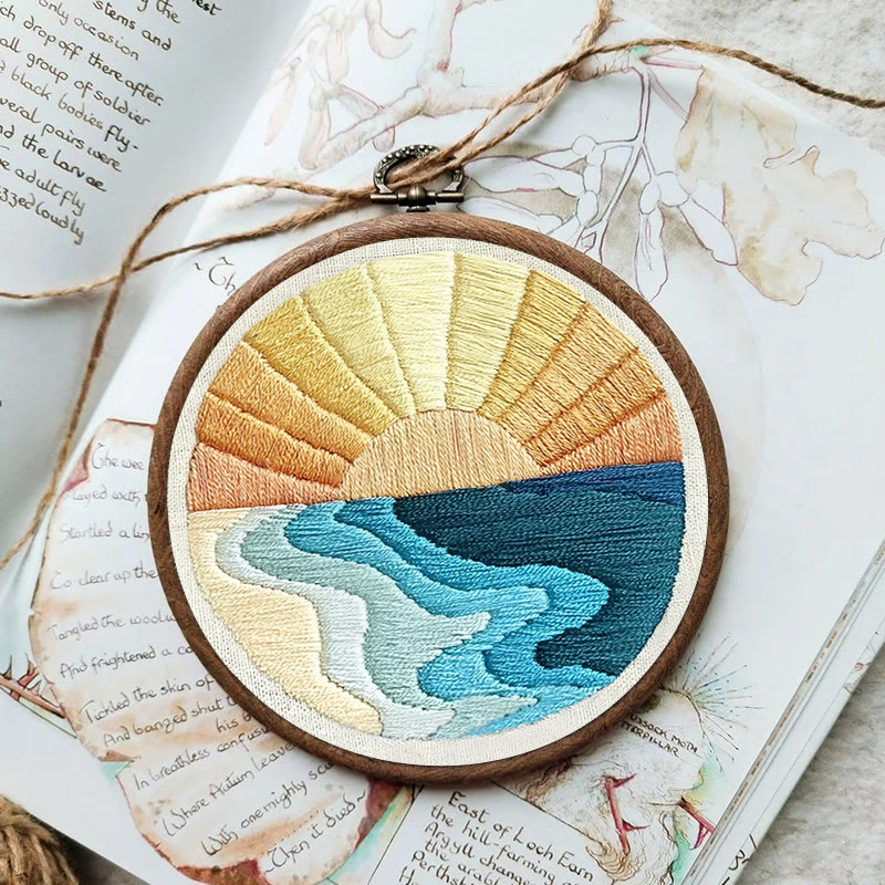 Rubbyoo Embroidery Kit - Sky And Sea | Diy Landscape Hoop Art | Perfect For Desk Decoration  - image 2