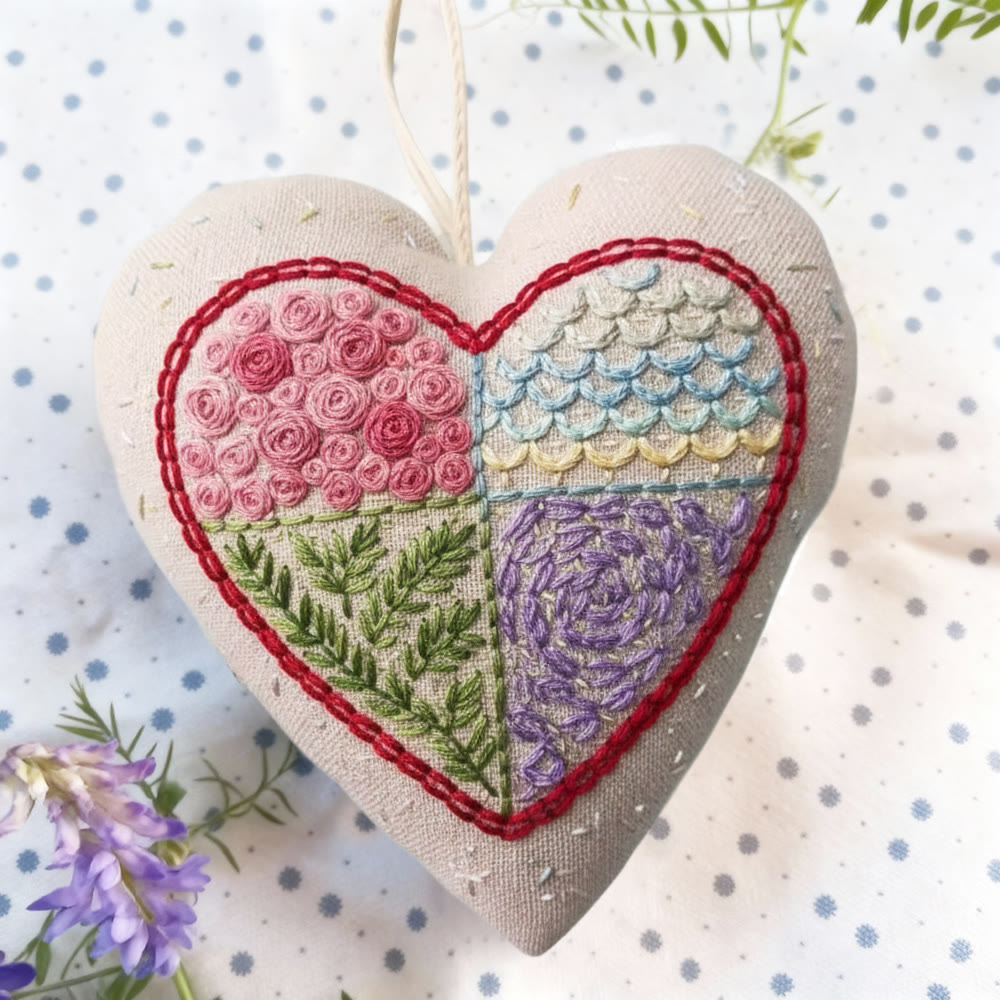 Rubbyoo Heart Embroidery Kit - Patchwork Stitch | Creative Handcraft | Stylish Home Decor - image 7