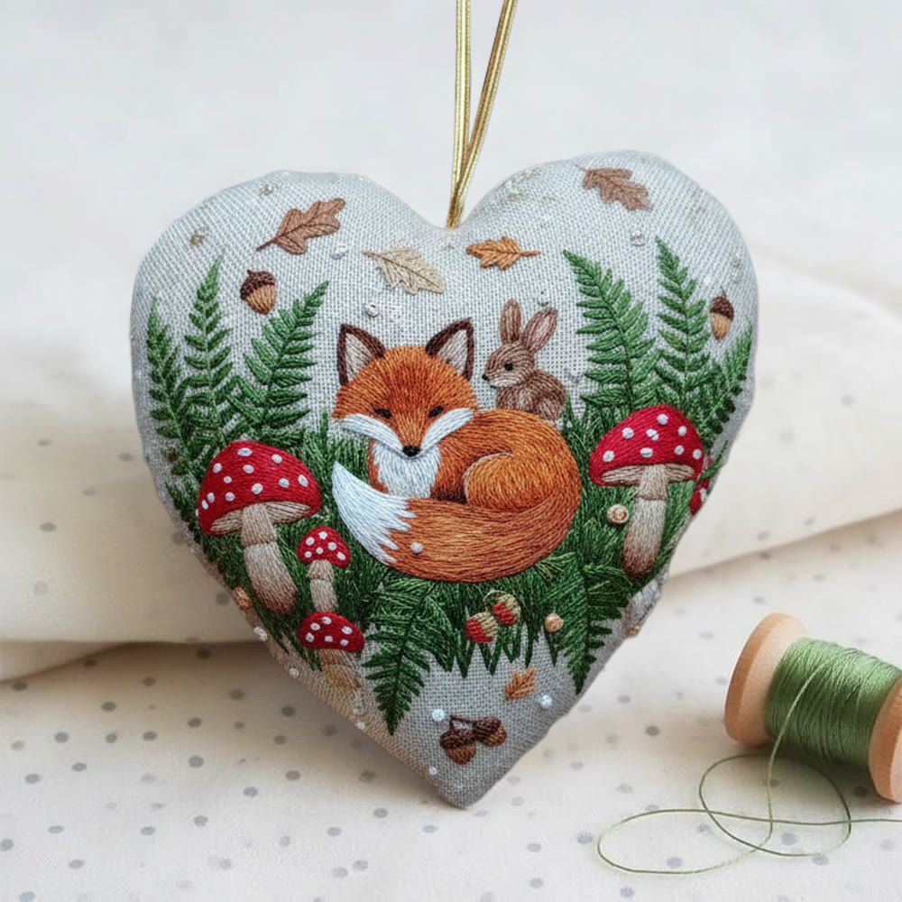 Rubbyoo Heart Embroidery Kit - Woodland Fox | Whimsical Diy Project | Warm Home Hanging - image 2