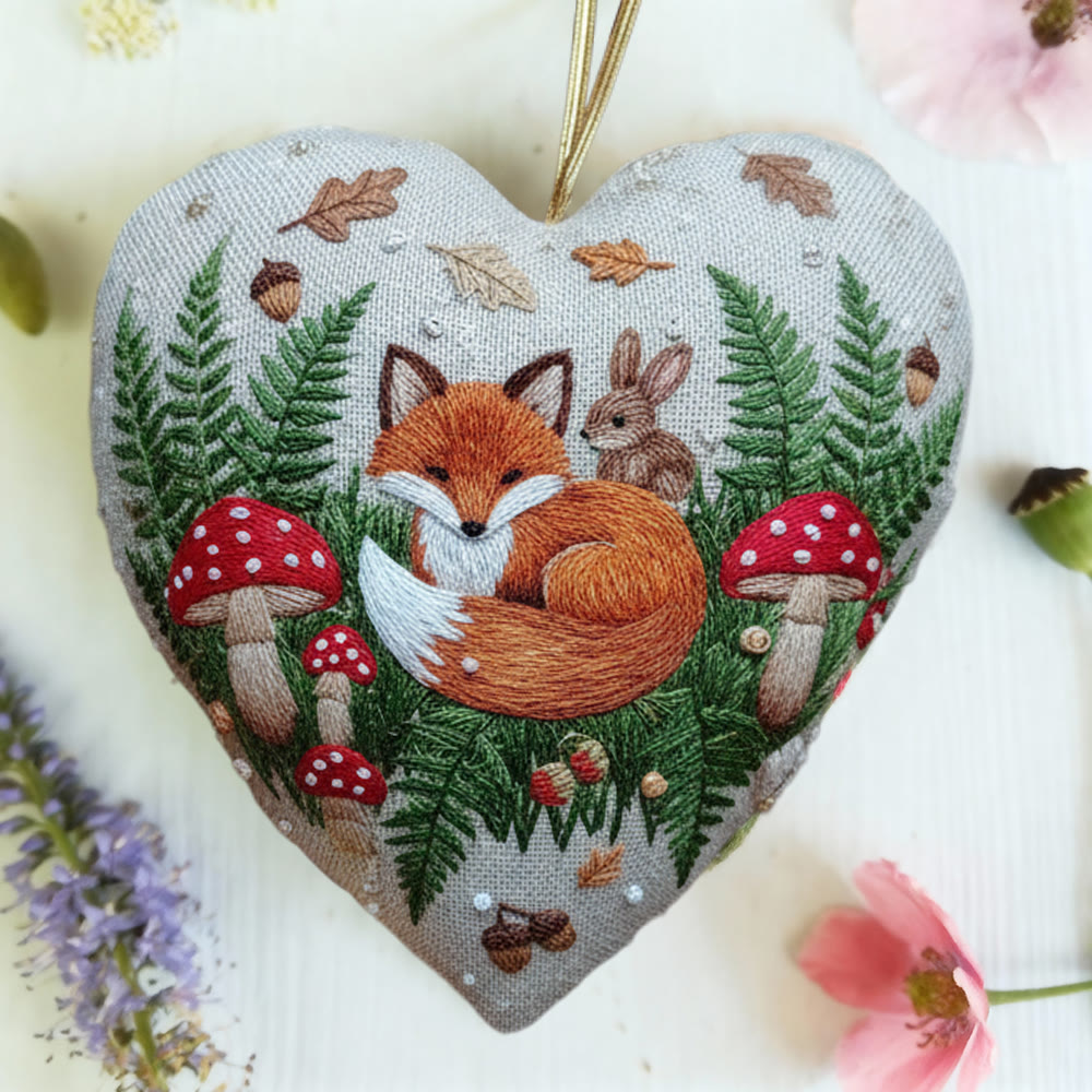 Rubbyoo Heart Embroidery Kit - Woodland Fox | Whimsical Diy Project | Warm Home Hanging - image 3