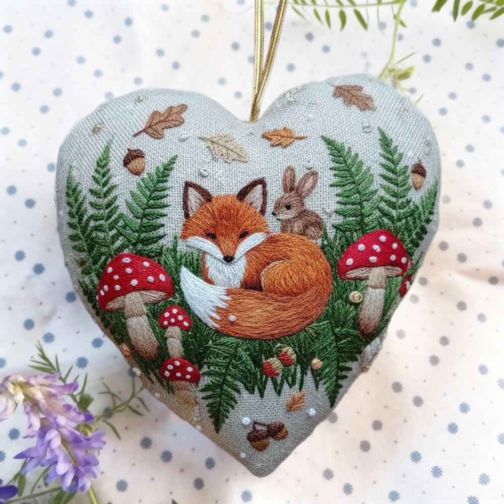 Rubbyoo Heart Embroidery Kit - Woodland Fox | Whimsical Diy Project | Warm Home Hanging - image 8