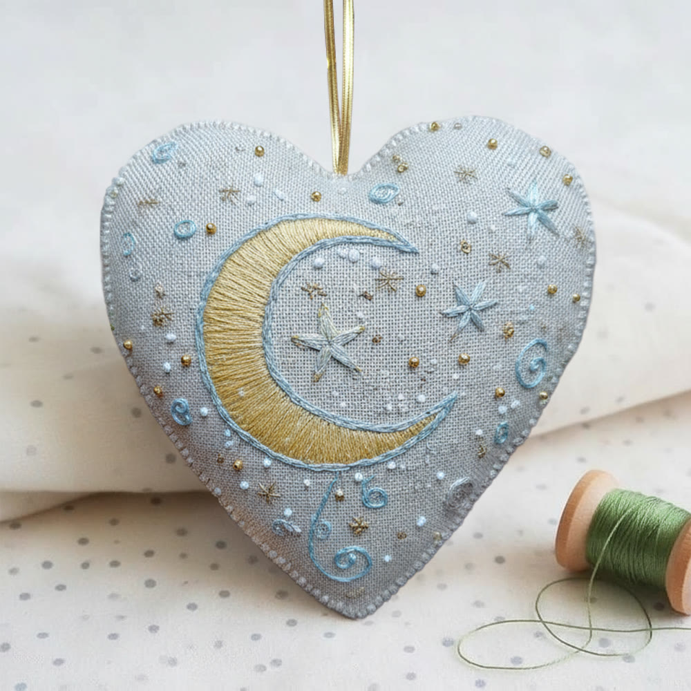 Rubbyoo Heart Embroidery Kit - Starry Night Themed | Beginner Friendly Diy | Cozy Home Hanging Decor - image 2