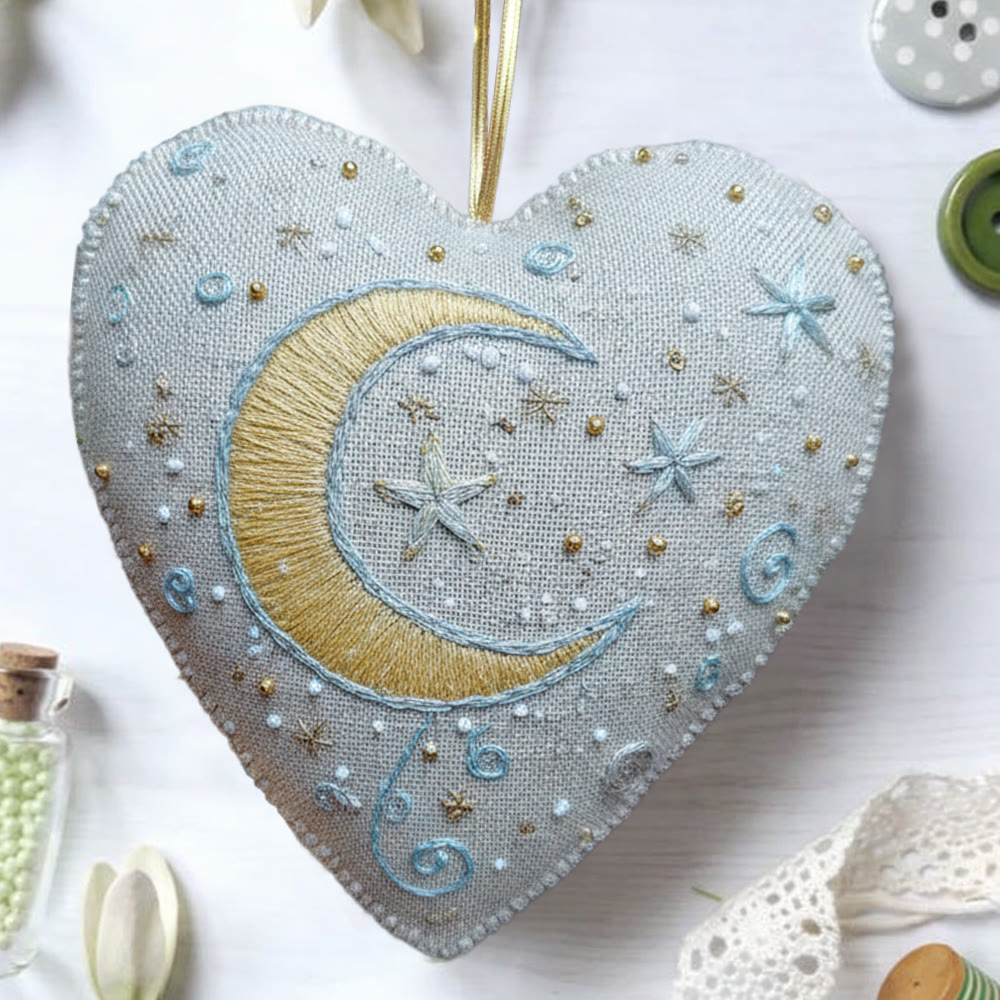 Rubbyoo Heart Embroidery Kit - Starry Night Themed | Beginner Friendly Diy | Cozy Home Hanging Decor - image 3