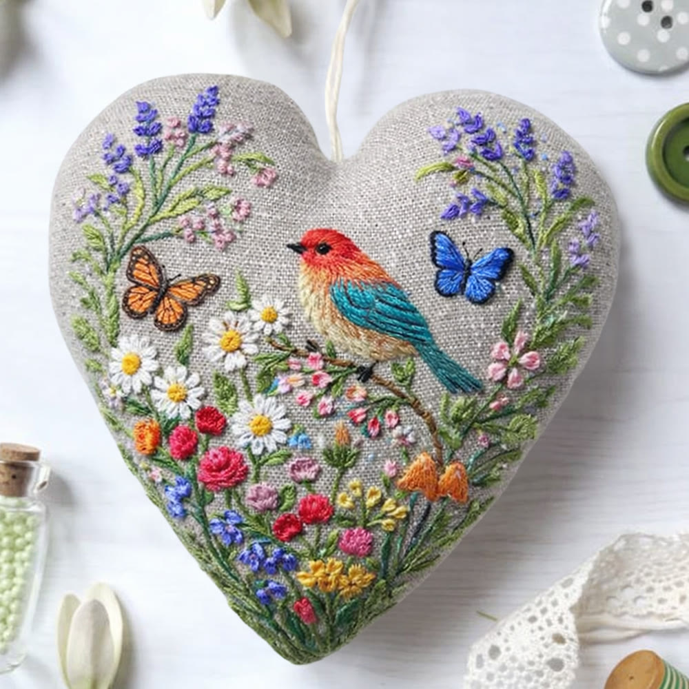 Rubbyoo Heart Embroidery Kit - Spring Garden Bird | Fun Handcraft Project | Ideal Gifting Pick - image 2