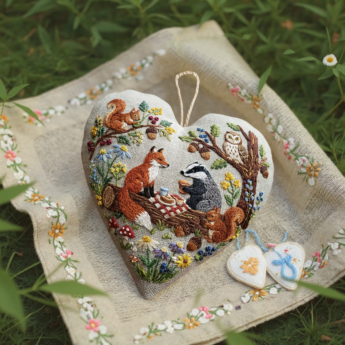 Rubbyoo Heart Embroidery Kit - Forest Picnic Animal | Playful Craft Project | Ideal Gathering Present - image 2