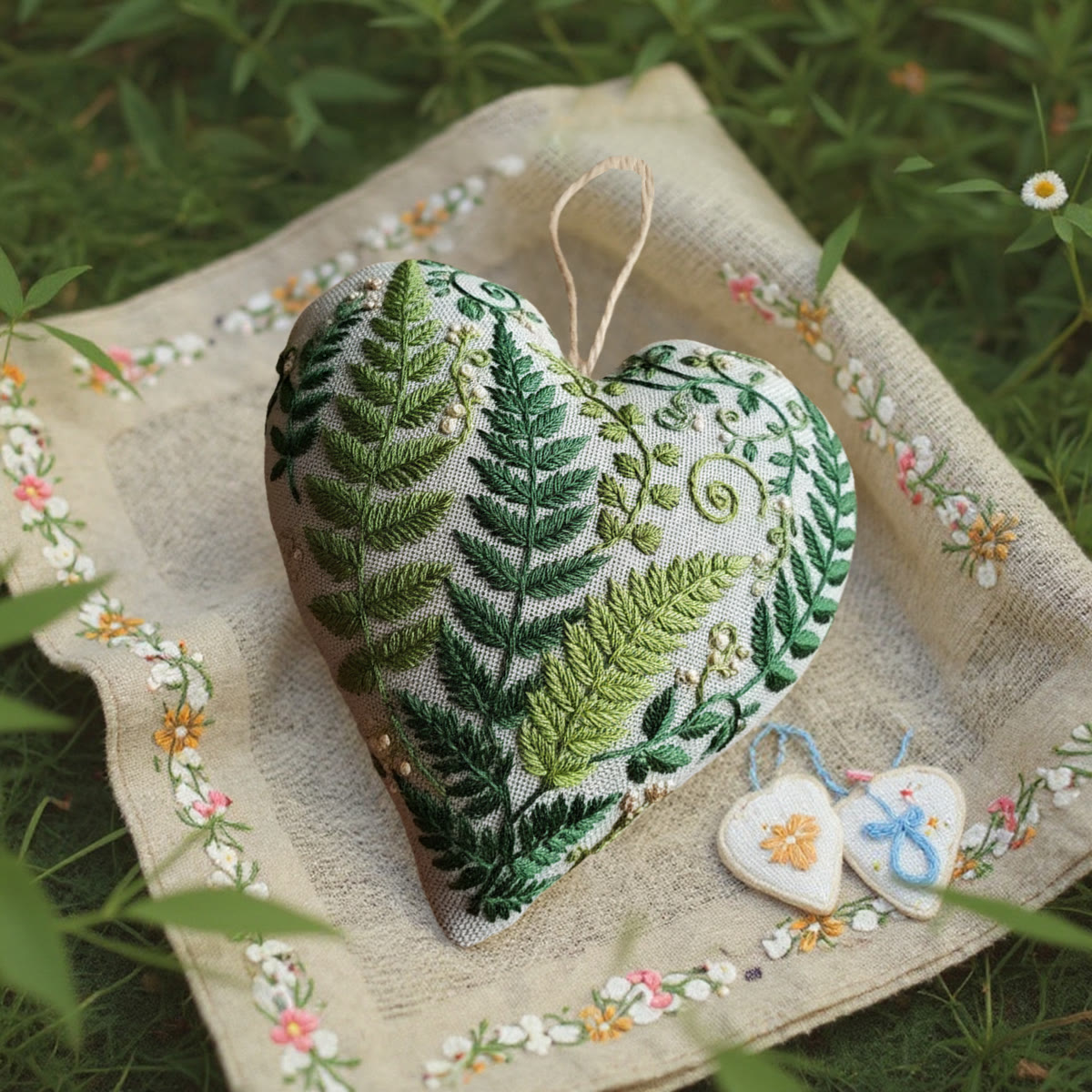 Rubbyoo Heart Embroidery Kit - Fern Leaf Greenery | Minimalist Diy | Natural Style Home Accent - image 10