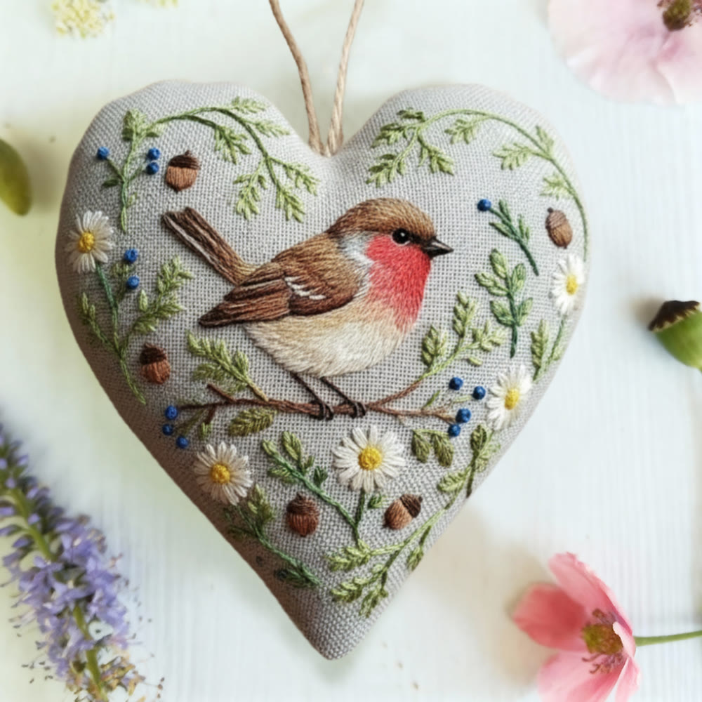 Rubbyoo Heart Embroidery Kit - Garden Robin Daisy | Gentle Handcraft Activity | Heartwarming Home Touch - image 4