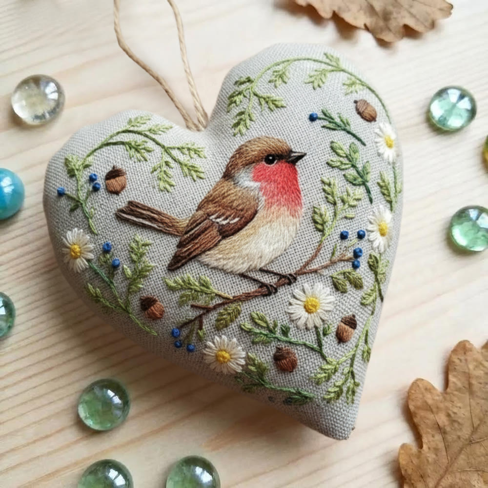 Rubbyoo Heart Embroidery Kit - Garden Robin Daisy | Gentle Handcraft Activity | Heartwarming Home Touch - image 6