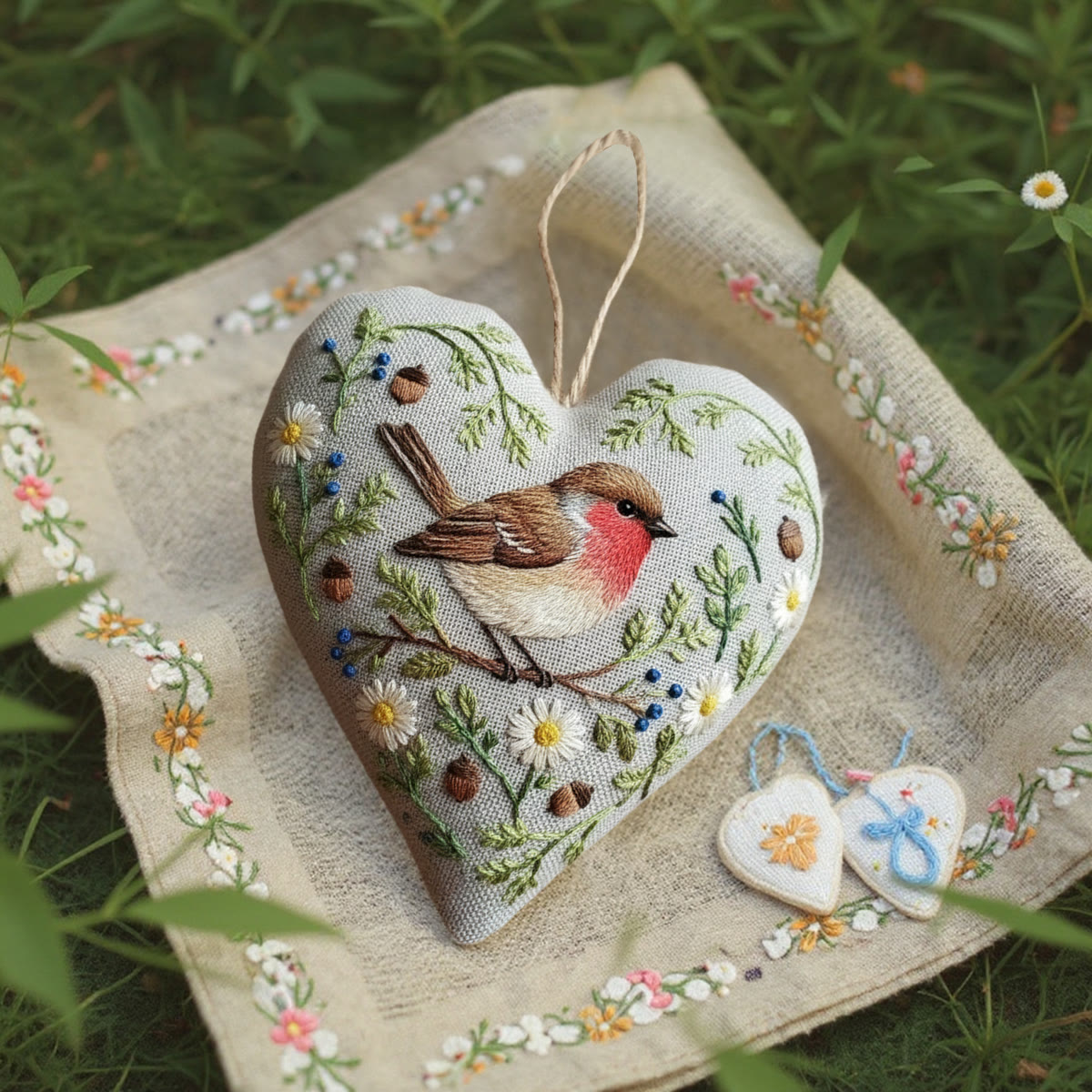 Rubbyoo Heart Embroidery Kit - Garden Robin Daisy | Gentle Handcraft Activity | Heartwarming Home Touch - image 2